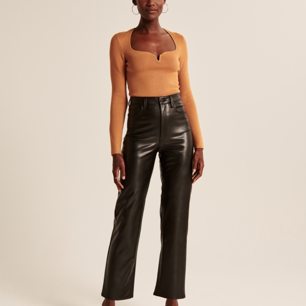 Abercrombie Leather Ankle Straight Pant - Picture 1 of 6